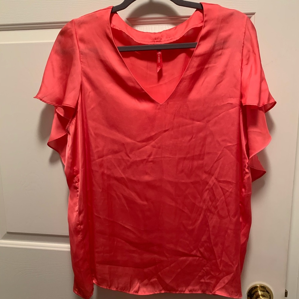 Ruby Ribbon Ruffle Sleeve Blouse - image 1